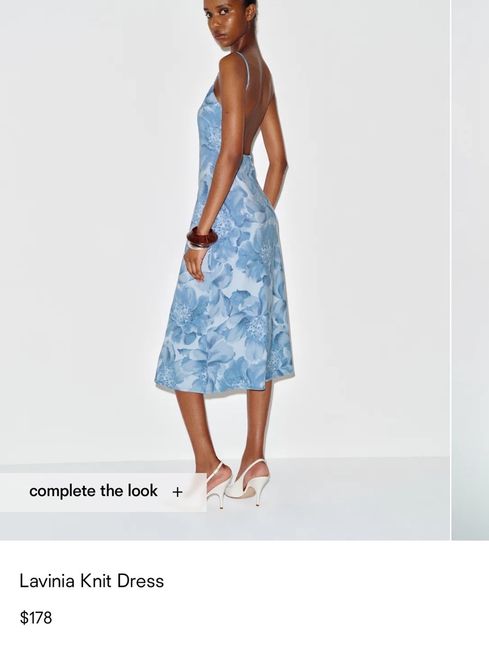 Reformation Lavinia Knit Dress, Blue Floral Midi - Picture 2 of 8